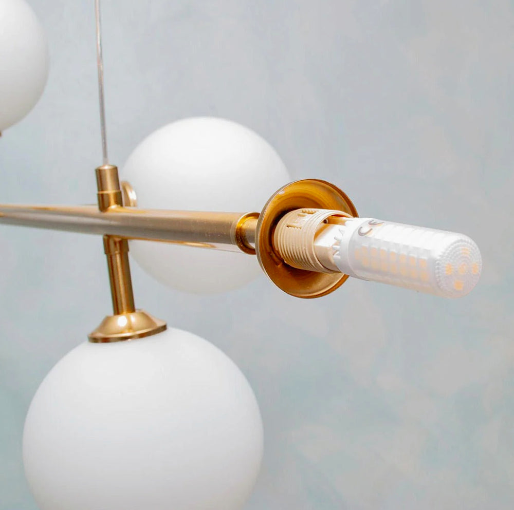 Lampadario a sospensione decorativo in bronzo – 6 sfere, attacco G9 - ambraled