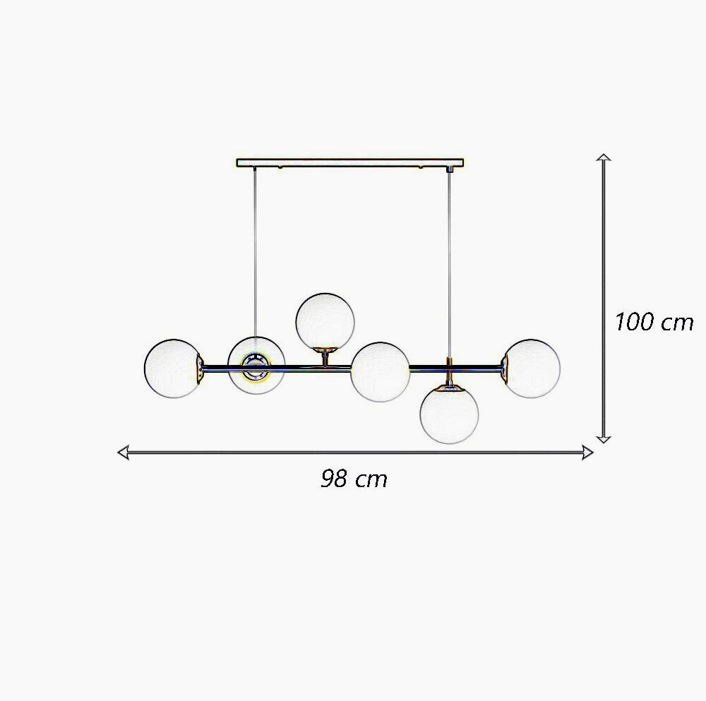 Lampadario a sospensione decorativo in bronzo – 6 sfere, attacco G9 - ambraled