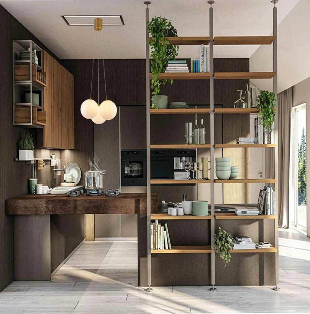 Lampadario a sospensione in bronzo minimal – 3 sfere, attacco G9, da soffitto - ambraled