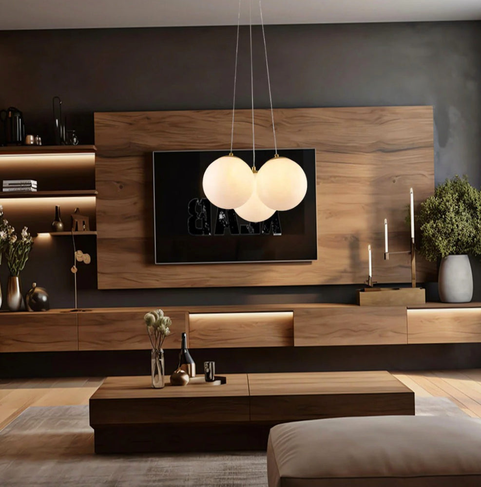 Lampadario a sospensione in bronzo minimal – 3 sfere, attacco G9, da soffitto - ambraled