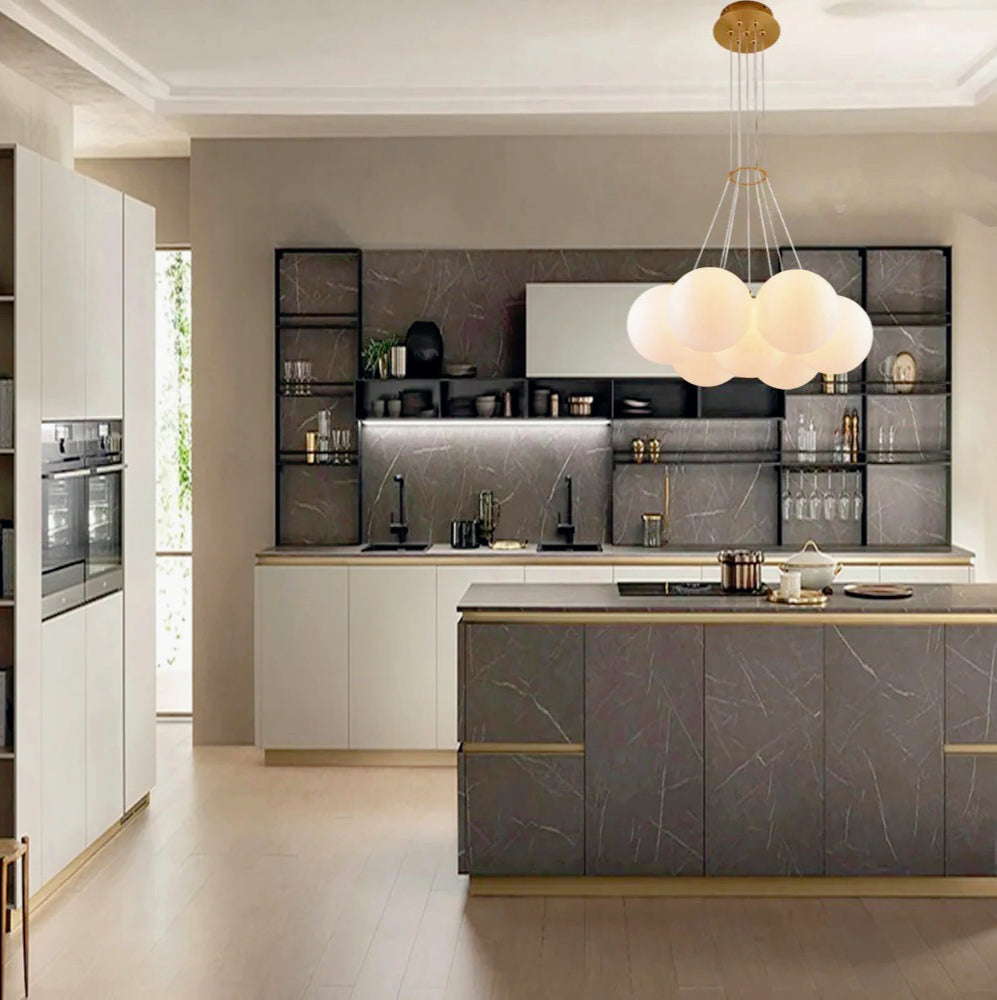 Lampadario a sospensione in bronzo minimal – 7 sfere, attacco G9 - ambraled