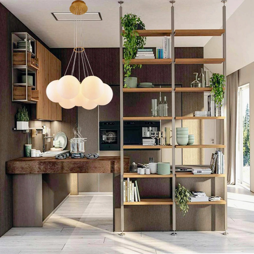 Lampadario a sospensione in bronzo minimal – 7 sfere, attacco G9 - ambraled