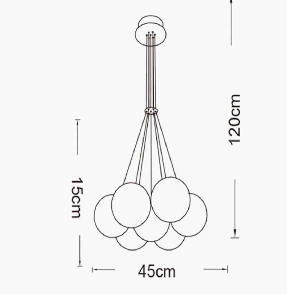Lampadario a sospensione in bronzo minimal – 7 sfere, attacco G9 - ambraled