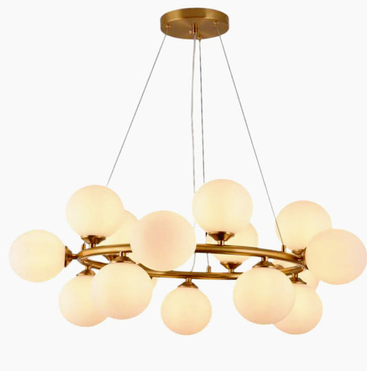 Lampadario contemporaneo in bronzo – A sospensione con 15 sfere, attacco G9 - ambraled
