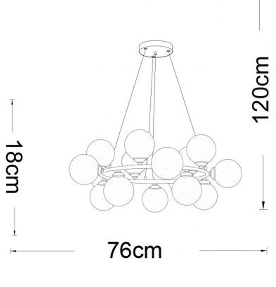 Lampadario contemporaneo in bronzo – A sospensione con 15 sfere, attacco G9 - ambraled
