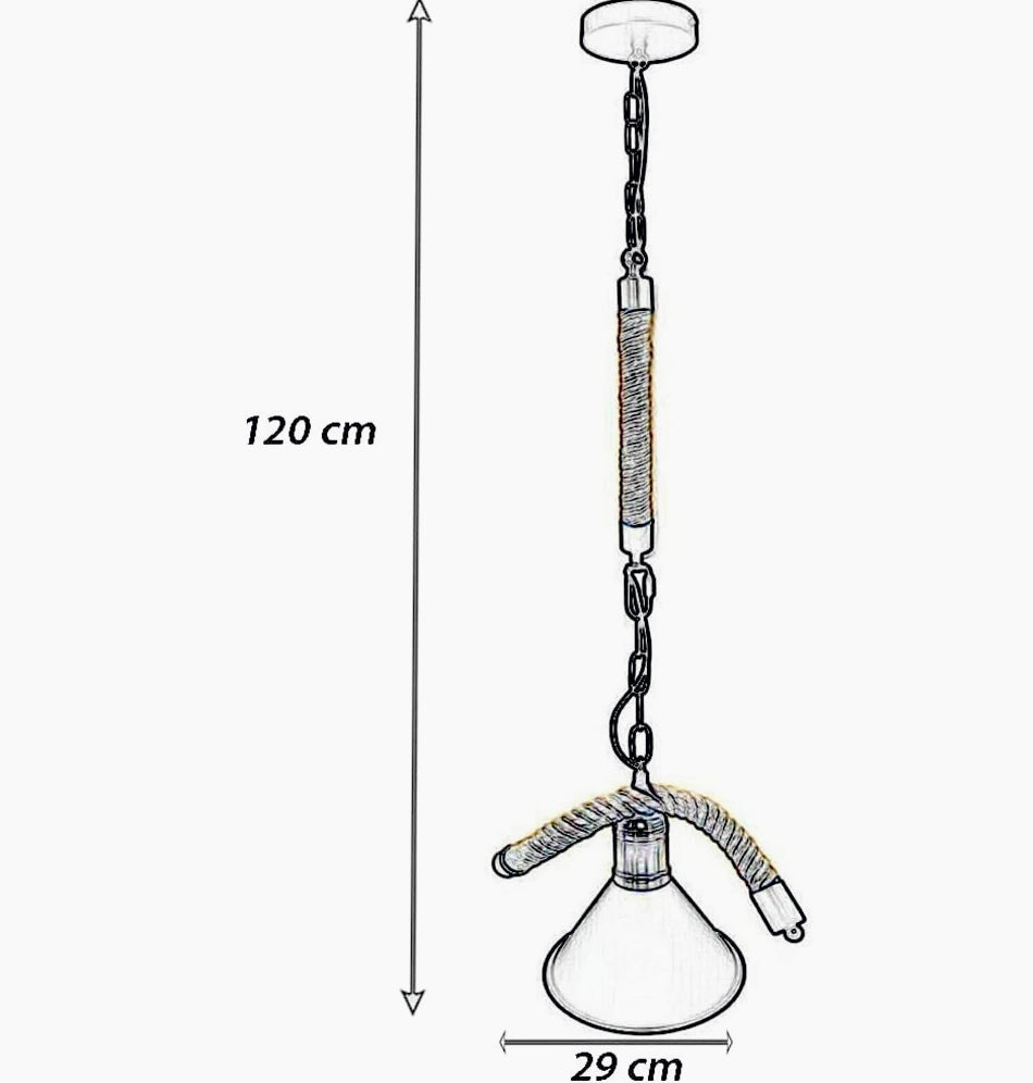 Lampadario da soffitto con corda in canapa – Paralume a campana, attacco E27 - ambraled