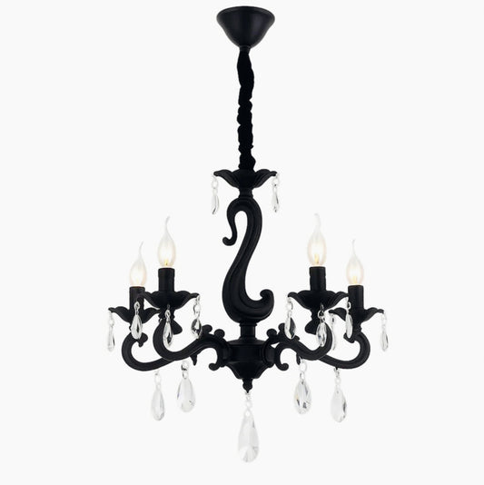 Lampadario da soffitto nero – Bracci con pendenti in acrilico, attacco E14 - ambraled