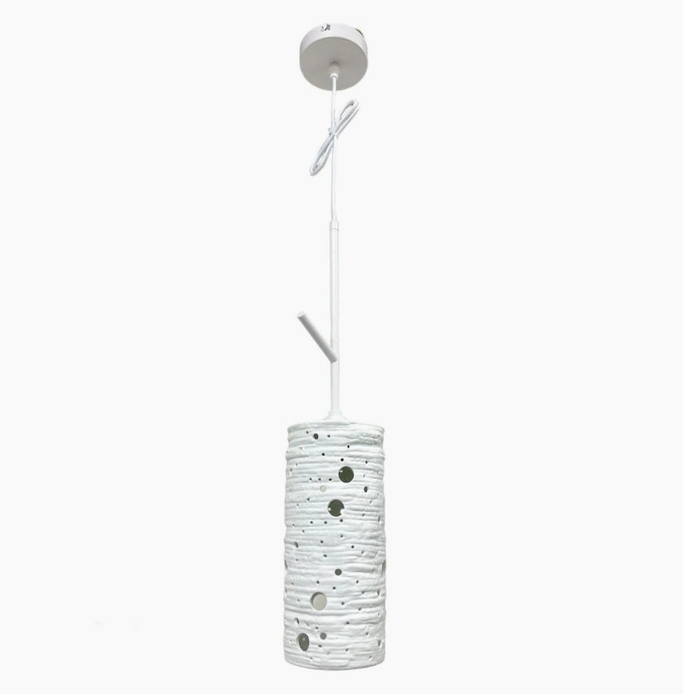 Lampadario in ceramica traforata da tavolo – Punto luce, attacco E27 - ambraled