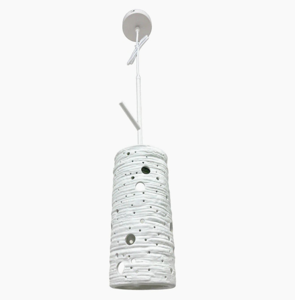 Lampadario in ceramica traforata da tavolo – Punto luce, attacco E27 - ambraled