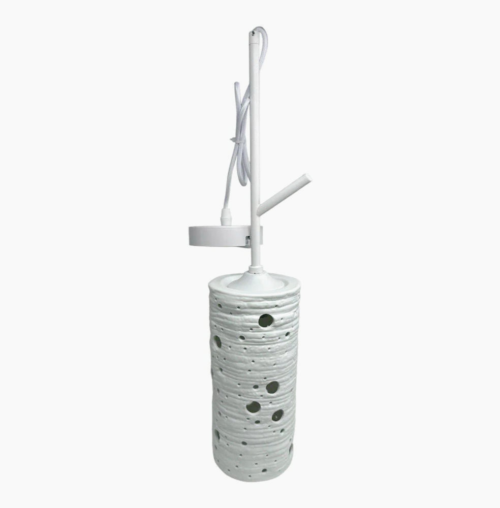 Lampadario in ceramica traforata da tavolo – Punto luce, attacco E27 - ambraled