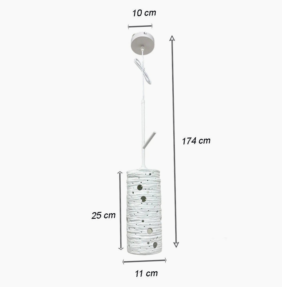 Lampadario in ceramica traforata da tavolo – Punto luce, attacco E27 - ambraled