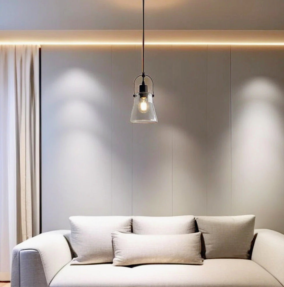 Lampadario in metallo con paralume in vetro – Design moderno, attacco E27 - ambraled