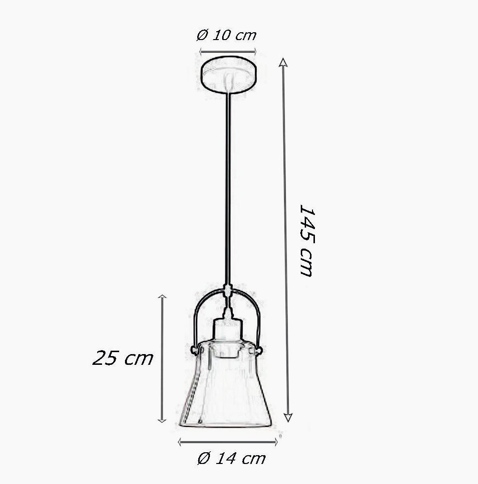 Lampadario in metallo con paralume in vetro – Design moderno, attacco E27 - ambraled