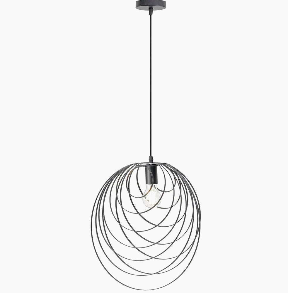 Lampadario in metallo nero – Design geometrico decorativo, attacco E27 - ambraled