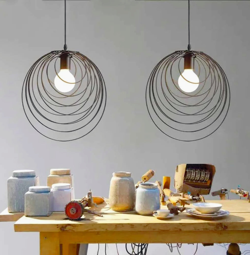 Lampadario in metallo nero – Design geometrico decorativo, attacco E27 - ambraled