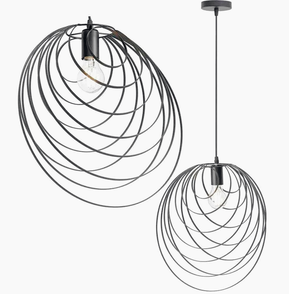 Lampadario in metallo nero – Design geometrico decorativo, attacco E27 - ambraled