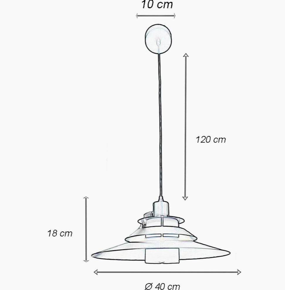 Lampadario industriale pendente – Nero metallo, paralume in vetro, base E27 - ambraled