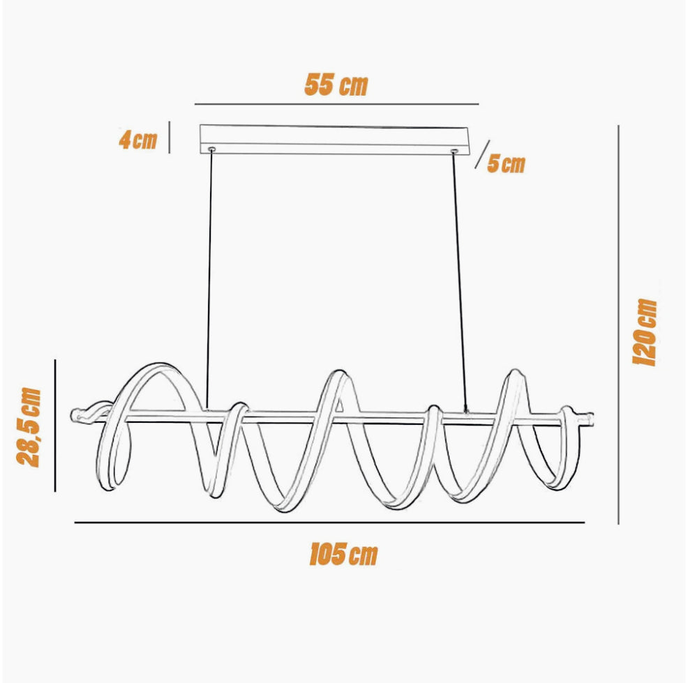 Lampadario LED 60W – Design twist, colore bianco, CCT 3 temperature di luce (6500K – 3000K) - ambraled