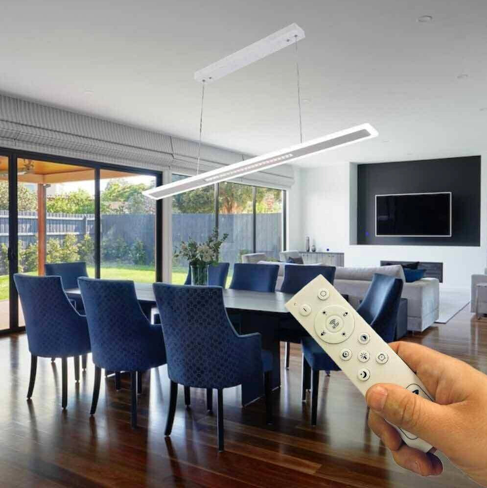 Lampadario LED 70W bianco – Dimmerabile con telecomando, 3 colori luce regolabili - ambraled