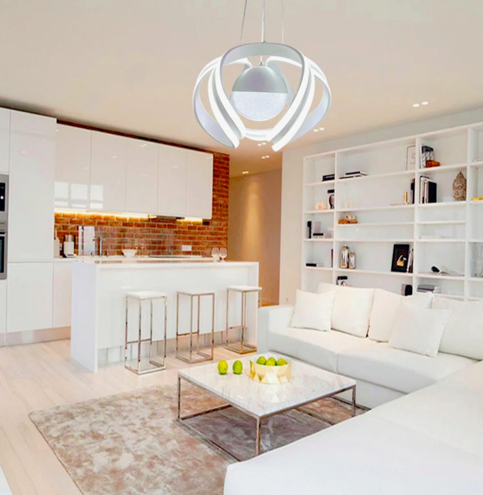 Lampadario LED 78W con sfera glitter – Tecnologia CCT Switch (3 temperature di luce) - ambraled