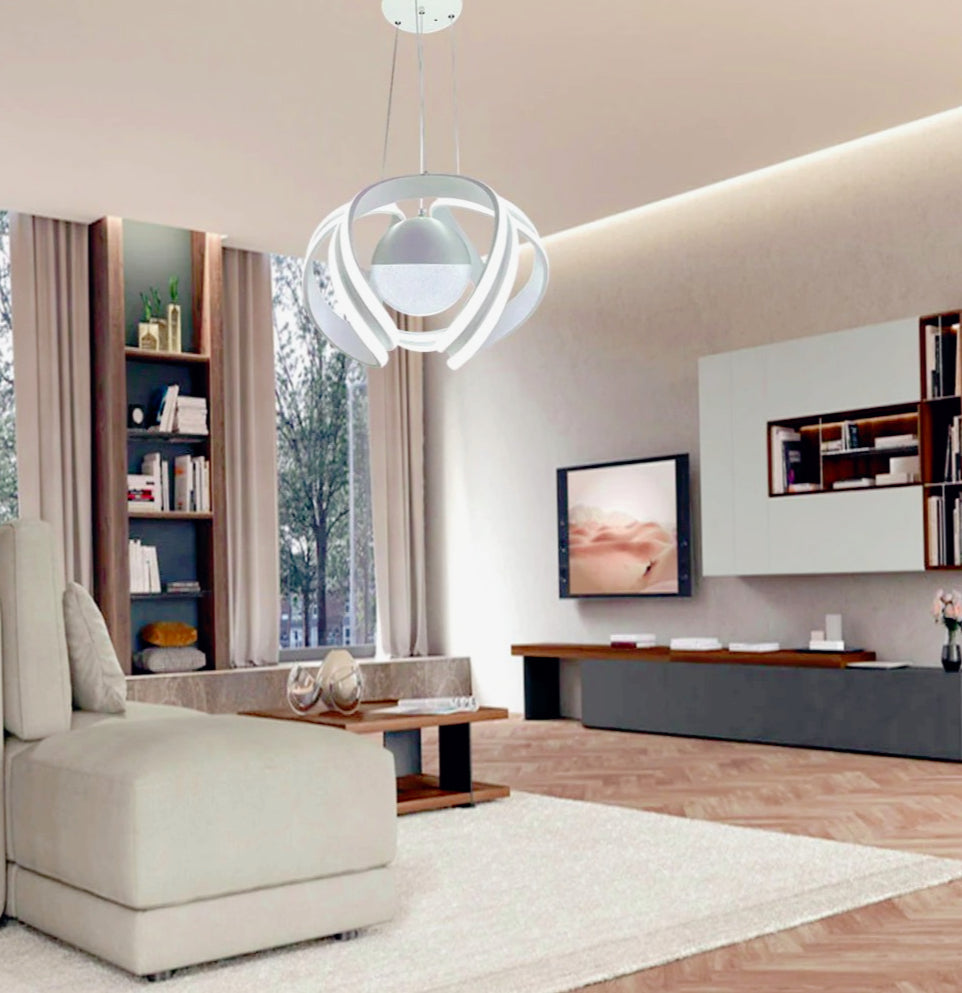Lampadario LED 78W con sfera glitter – Tecnologia CCT Switch (3 temperature di luce) - ambraled