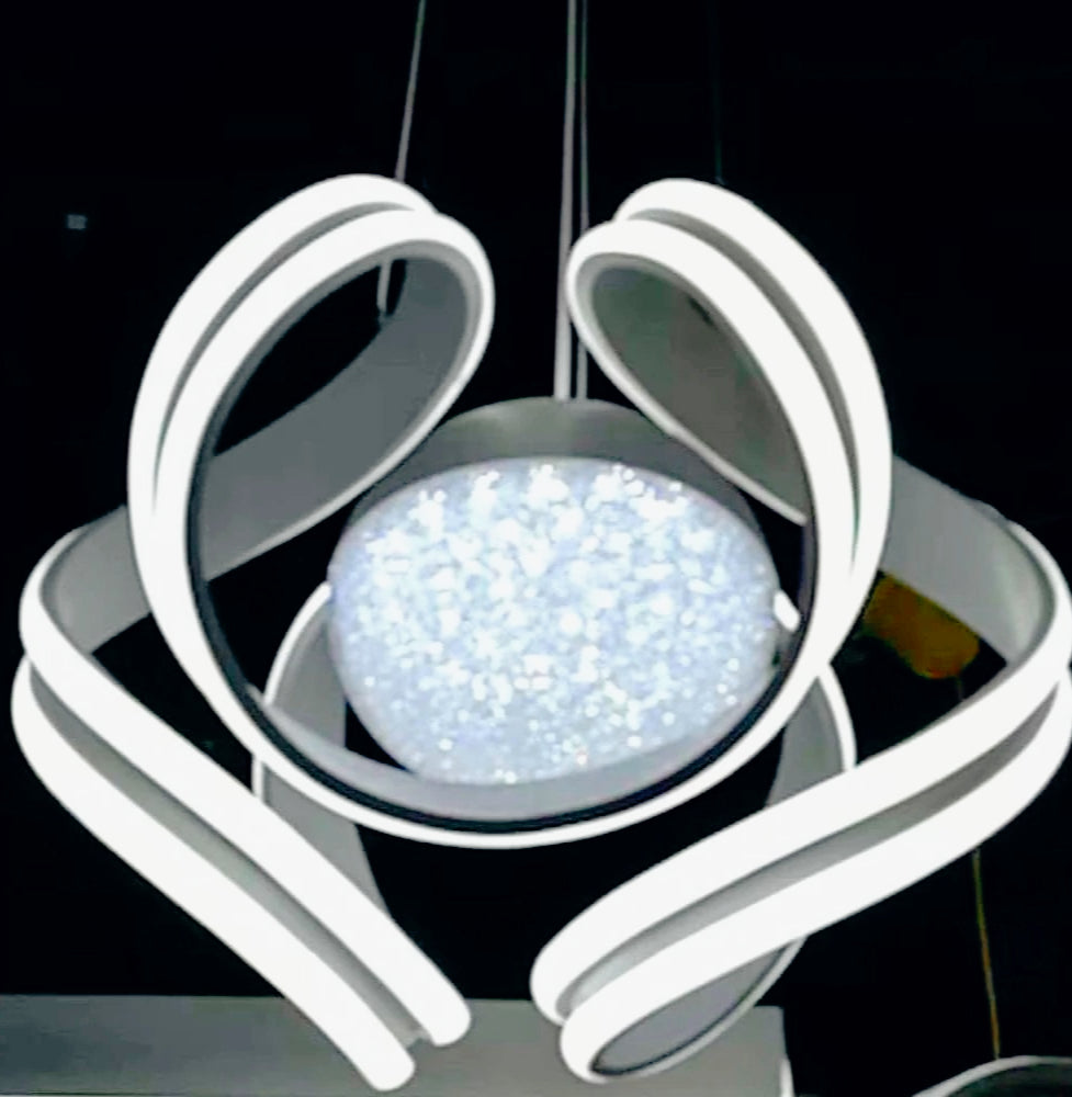 Lampadario LED 78W con sfera glitter – Tecnologia CCT Switch (3 temperature di luce) - ambraled
