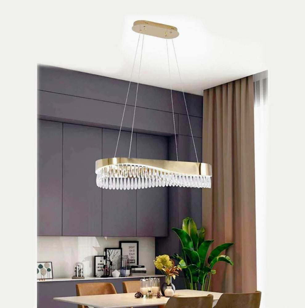 Lampadario LED oro 45W con cristalli in acrilico – Luce fredda 6500K - ambraled