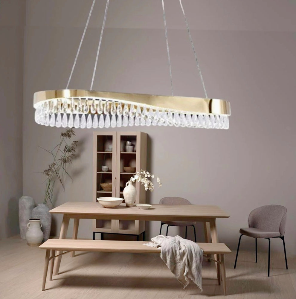 Lampadario LED oro 45W con cristalli in acrilico – Luce fredda 6500K - ambraled