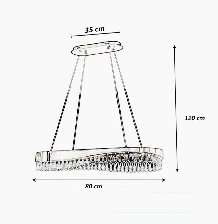 Lampadario LED oro 45W con cristalli in acrilico – Luce fredda 6500K - ambraled