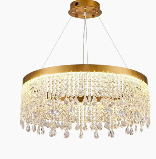 Lampadario LED rotondo 32W con cristalli in acrilico – Luce 6500K (bianca brillante) - ambraled