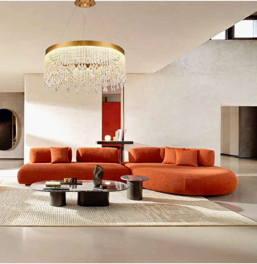 Lampadario LED rotondo 32W con cristalli in acrilico – Luce 6500K (bianca brillante) - ambraled