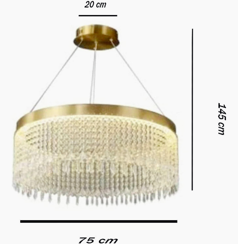 Lampadario LED rotondo 32W con cristalli in acrilico – Luce 6500K (bianca brillante) - ambraled