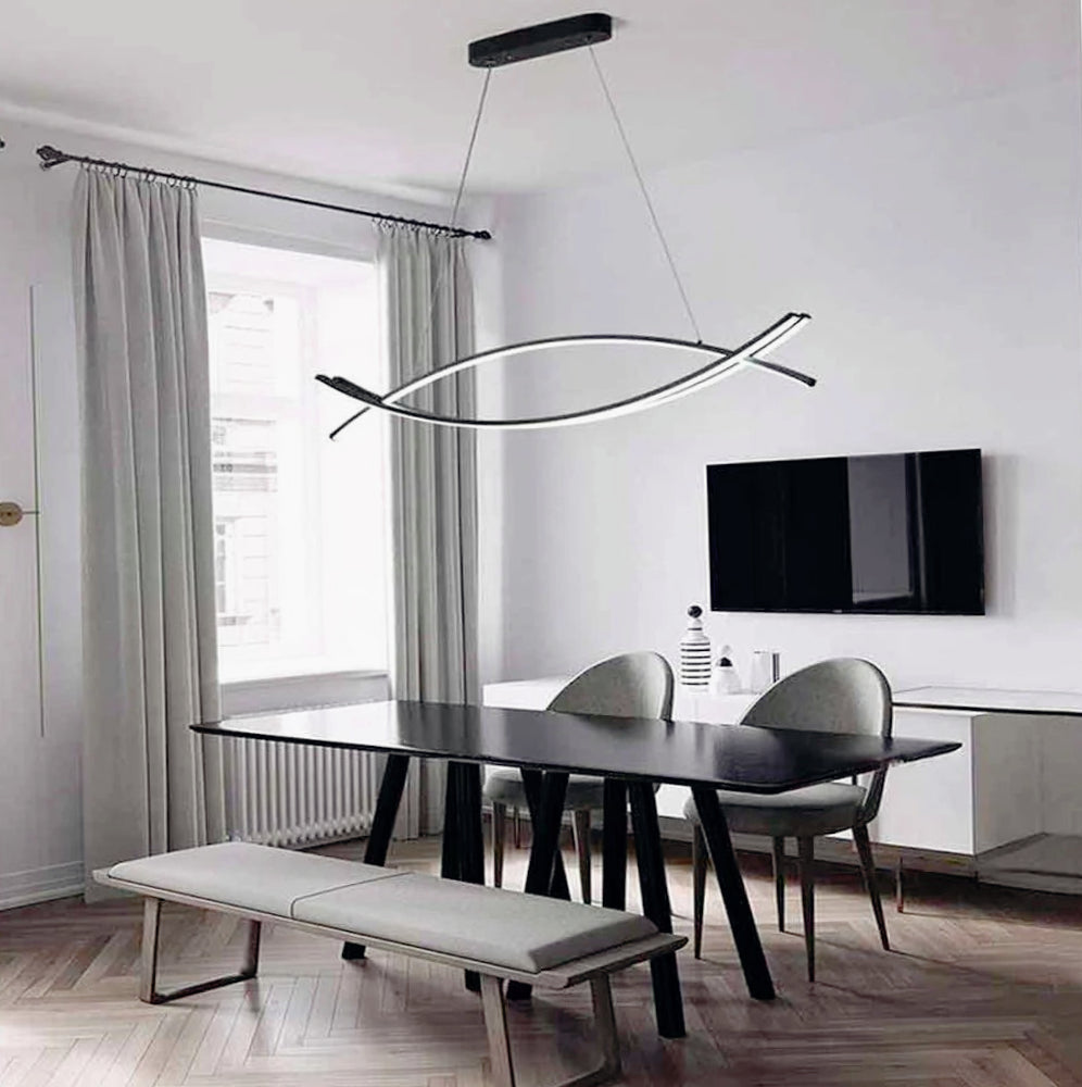 Lampadario LED sospensione 42W – Colore nero, luce calda, design moderno - ambraled