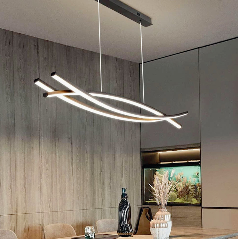 Lampadario LED sospensione 42W – Colore nero, luce calda, design moderno - ambraled