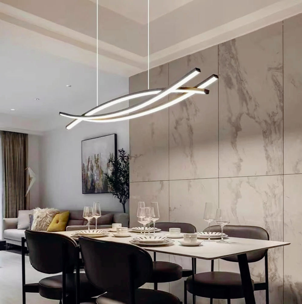 Lampadario LED sospensione 42W – Colore nero, luce calda, design moderno - ambraled