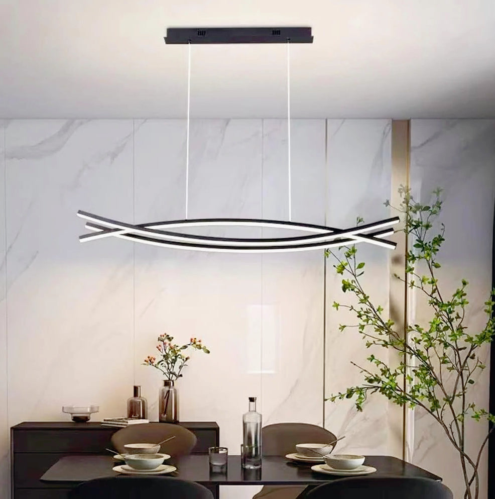 Lampadario LED sospensione 42W – Colore nero, luce calda, design moderno - ambraled