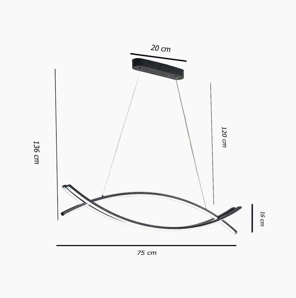 Lampadario LED sospensione 42W – Colore nero, luce calda, design moderno - ambraled