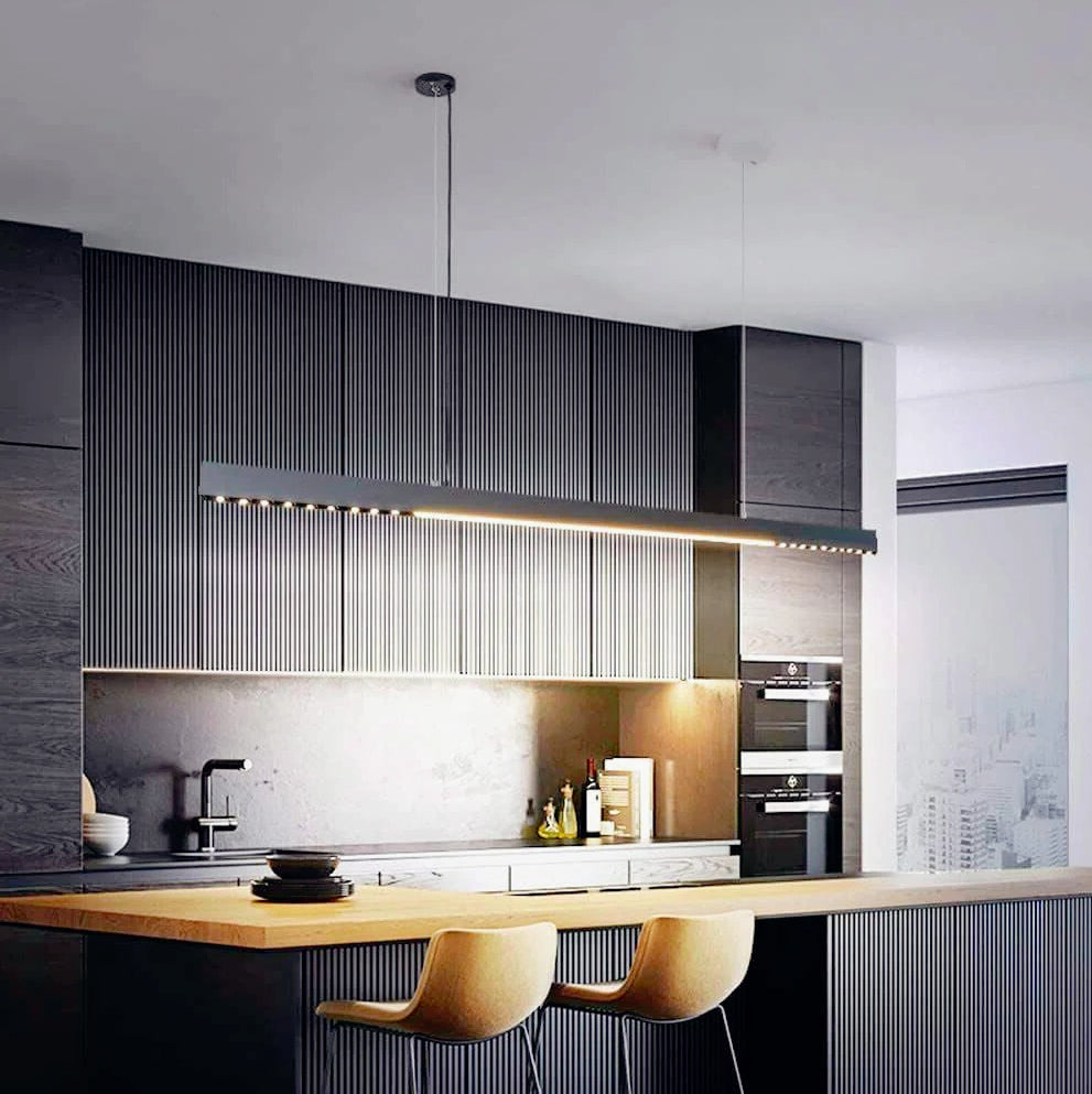 Lampadario lineare a LED 42W – Design minimal, 3 colorazioni CCT (6500K / 4000K / 3000K) - ambraled