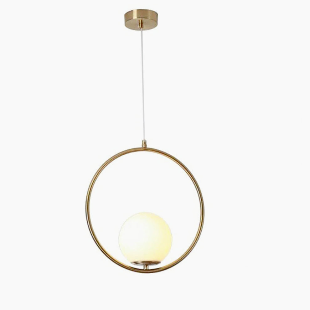 Lampadario minimalista con cerchio in metallo bronzo e sfera opaca G9 - ambraled