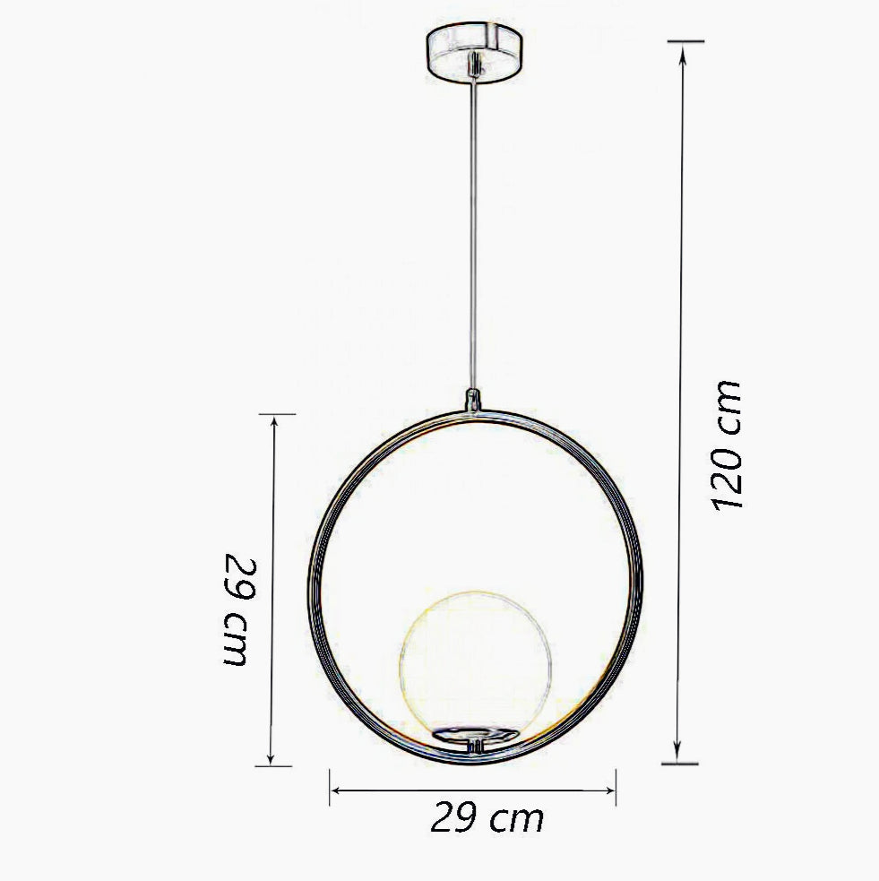 Lampadario minimalista con cerchio in metallo bronzo e sfera opaca G9 - ambraled