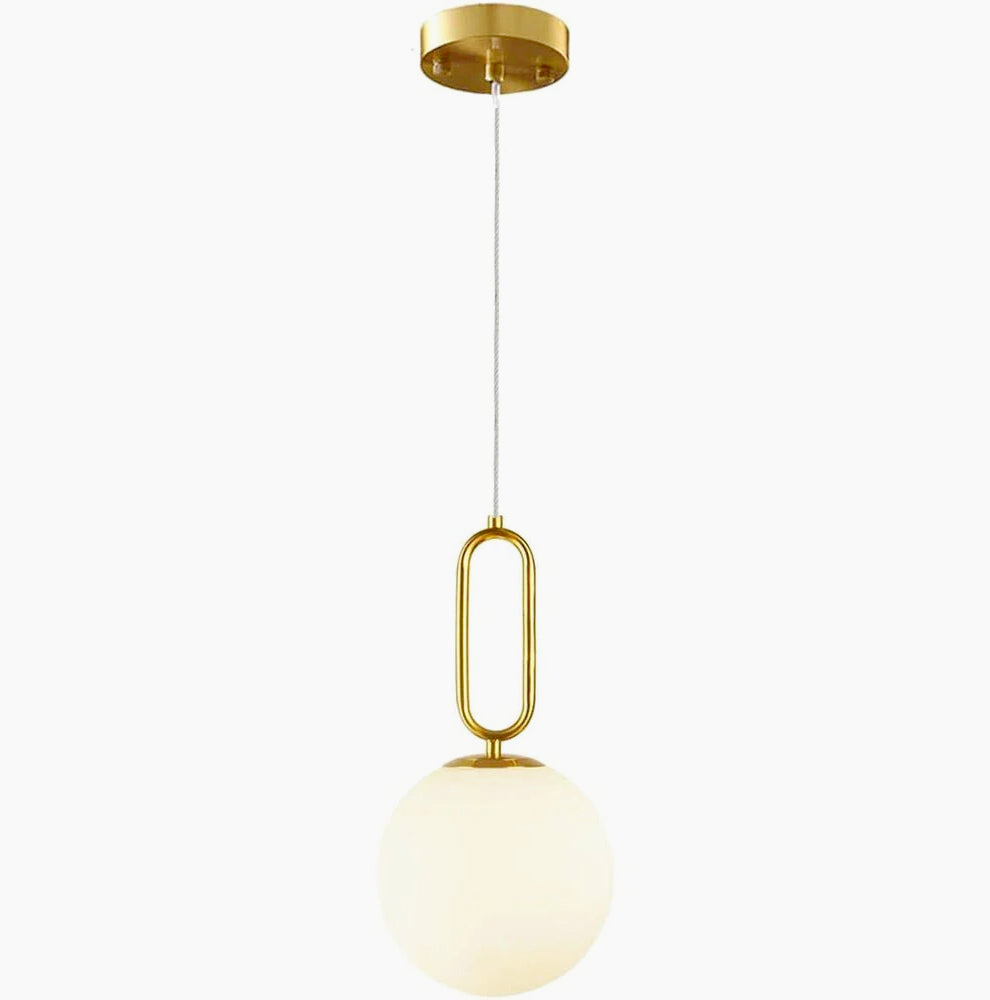 Lampadario minimalista con ovale in metallo bronzo e sfera G9 - ambraled