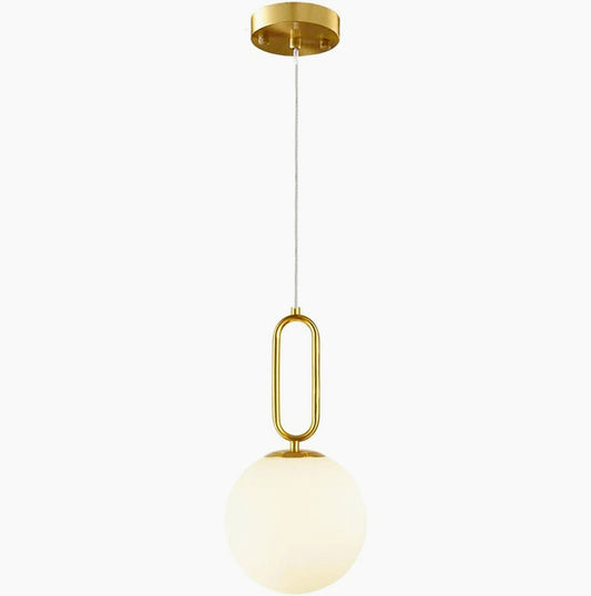 Lampadario minimalista con ovale in metallo bronzo e sfera G9 - ambraled