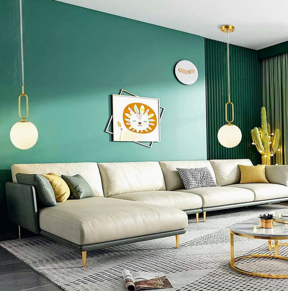 Lampadario minimalista con ovale in metallo bronzo e sfera G9 - ambraled
