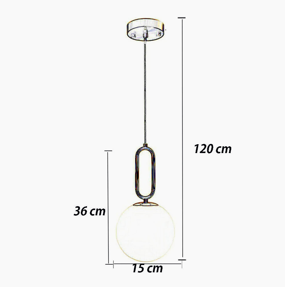 Lampadario minimalista con ovale in metallo bronzo e sfera G9 - ambraled