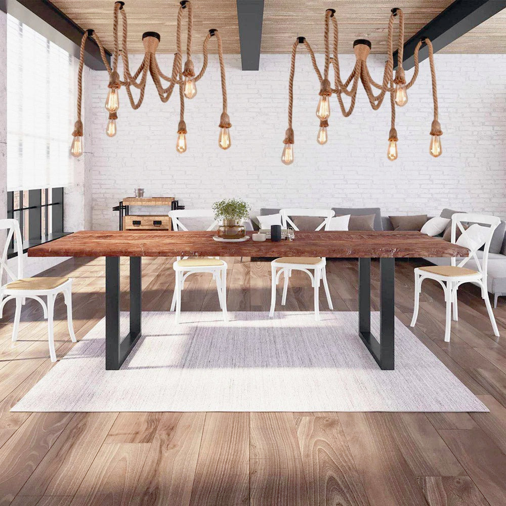 Lampadario ragno a sospensione con 6 corde e portalampade E27 – Design retrò - ambraled