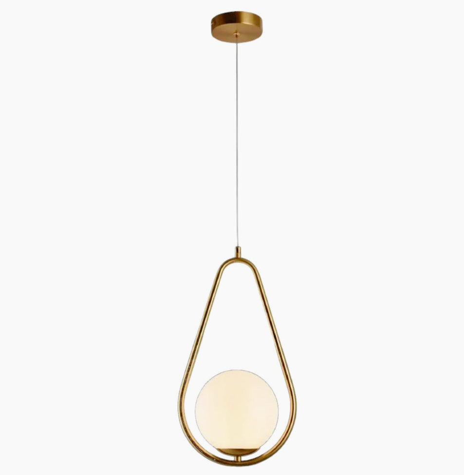 Lampadario sospensione a goccia in bronzo con sfera – Design contemporaneo, attacco G9 - ambraled