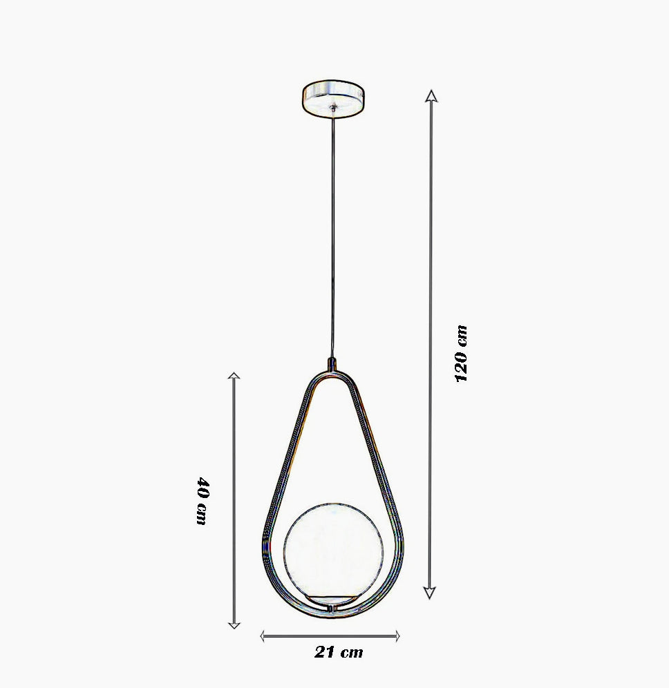 Lampadario sospensione a goccia in bronzo con sfera – Design contemporaneo, attacco G9 - ambraled