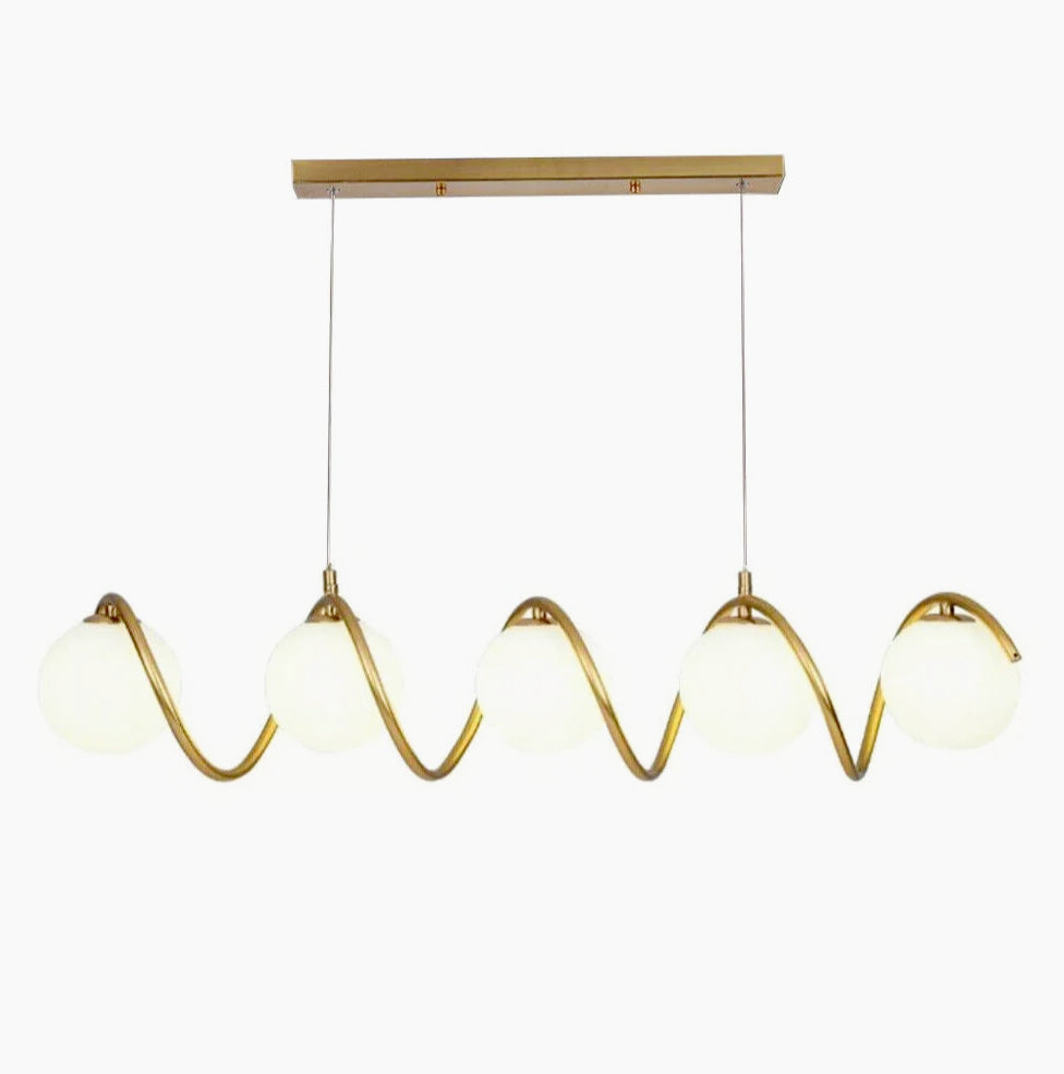 Lampadario Twister con 5 sfere in oro – 5x lampade decorative, attacco G9 - ambraled