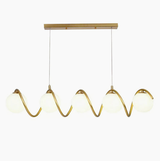 Lampadario Twister con 5 sfere in oro – 5x lampade decorative, attacco G9 - ambraled