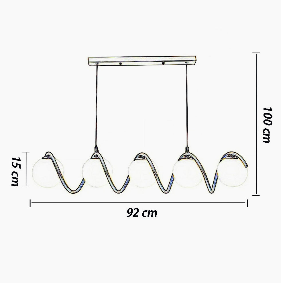 Lampadario Twister con 5 sfere in oro – 5x lampade decorative, attacco G9 - ambraled
